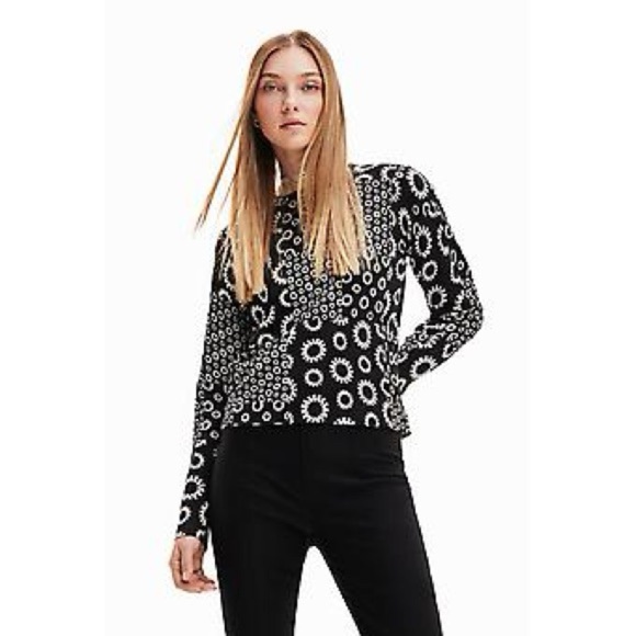 Desigual Luka Heritage Black 1960s Patchwork Blouse Size M - Picture 1 of 3